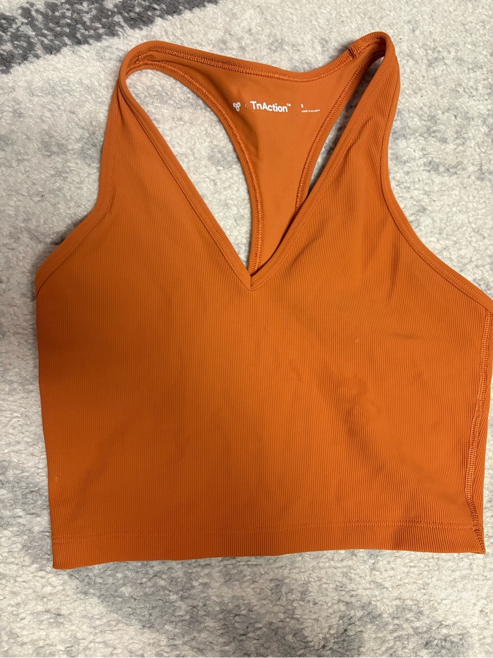 TNA Ribbed V-Neck Racerback Tank Top in Orange